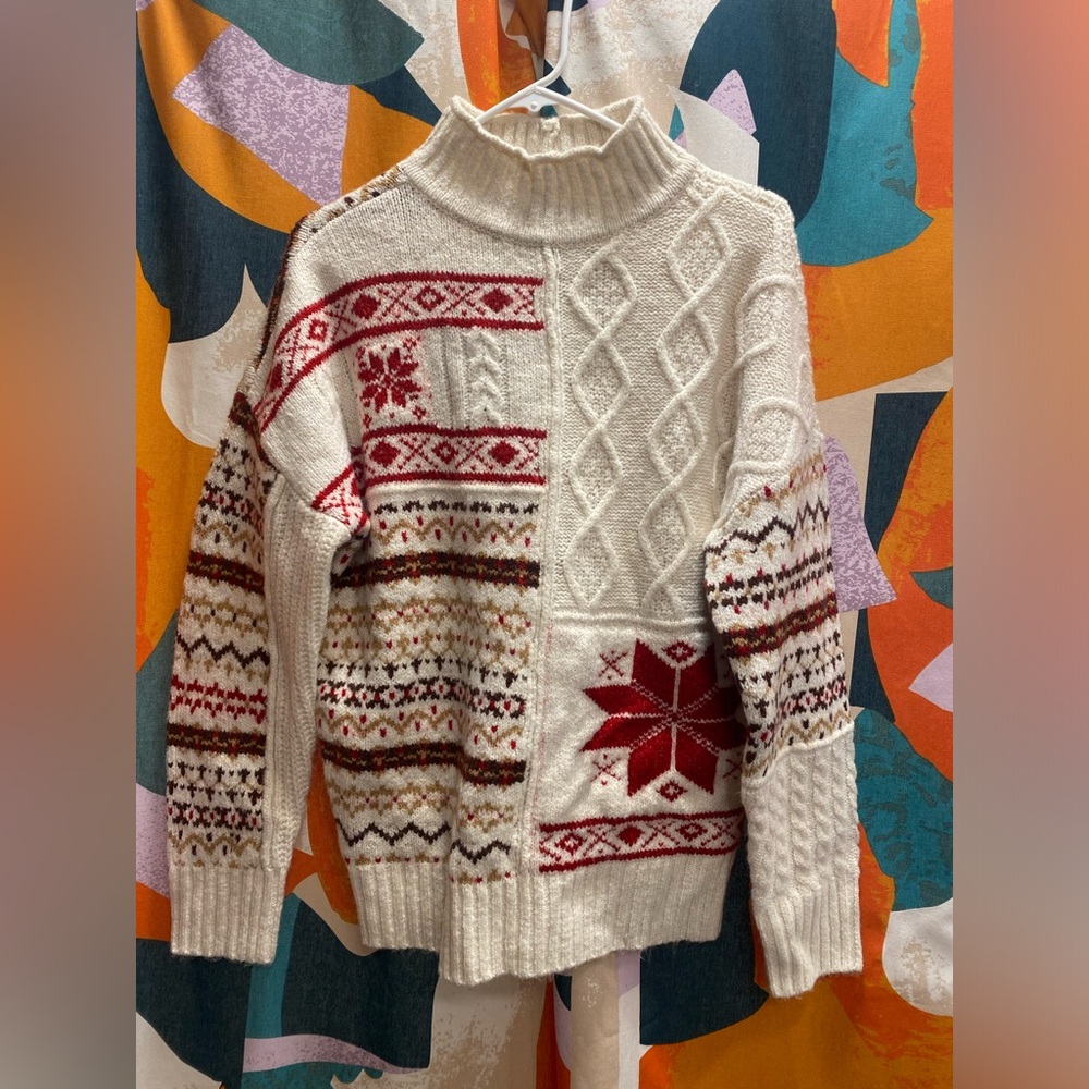 American Eagle Outfitters Patchwork Cable Knit Ch… - image 1